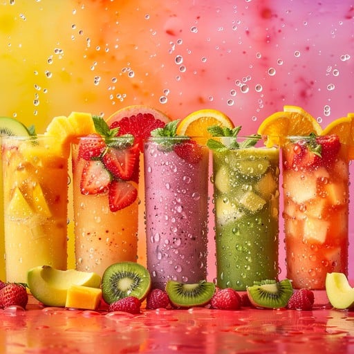 Mango pineapple smoothie in a glass with tropical garnish